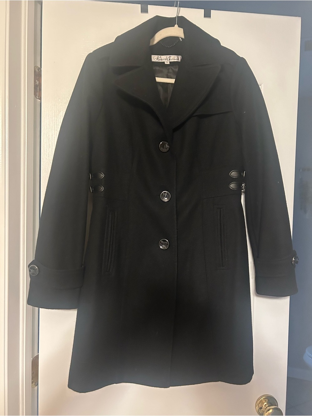 Kenneth Cole New York Black Wool Pea Coat